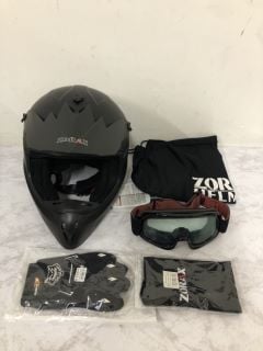 ZORAX HELMET,GLOVES AND GOGGLES SET