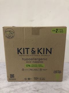 BOX OF KIT&KIN HYPOALLERGENIC ECO NAPPIES SIZE 2