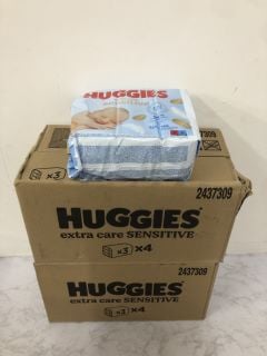 QTY OF HUGGIES EXTRA CAR SENSITIVE BABY WIPES