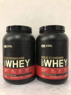 2 X OPTIMUM NUTRITION GOLD STANDARD 100% WHEY DOUBLE RICH CHOCOLATE 899G