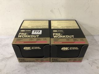 2 X OPTIMUM NUTRITION PRE WORKOUT MIXED BERRY ENERGY SHOTS (BB 11/24)