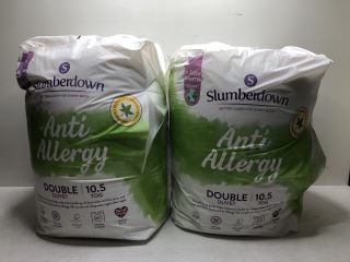 2 X SLUMBERDOWN ANTI ALLERGY DOUBLE DUVET 10.5 TOG