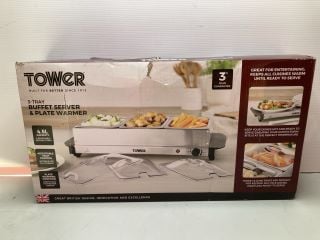 TOWER 3-TRAY BUFFET SERVER AND PLATE WARMER