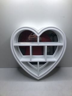 4 X WHITE HEART SHAPED MIRROR SHELVES