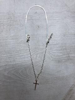 STERLING SILVER 925 DOUBLE ROW NECKLACE WITH CROSS PENDANT