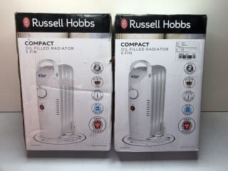 2 X RUSSELL HOBBS COMPACT 5 FIN OIL FILLED RADIATORS