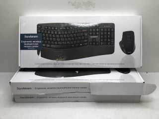 3 X SANDSTROM ERGONOMIC WIRELESS KEYBOARD AND MOUSE COMBO