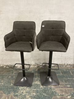 2 X HIGH SPINNING FABRIC STOOLS IN GREY