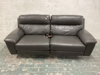 2 PERSON GREY LEATHER RECLINABLE SOFA