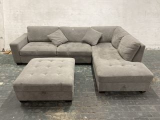 4 PERSON FABRIC SOFA IN GREEN WITH FOOTSTOOL