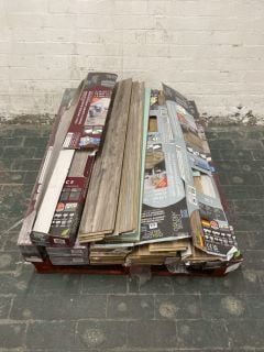 PALLET OF ITEMS TO INCLUDE GREY WALNUT RESISTANT LAMINATE FLOORING