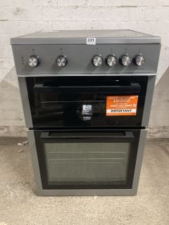 BEKO 60CM TWIN CAVITY ELECTRIC COOKER IN GREY MODEL NO: XTC611