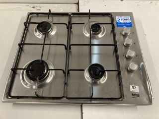 BEKO 60CM GAS HOB WITH SIDE KNOB CONTROLS MODEL NO: HIBG64120SX