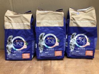 3 X PURINA ONE ADULT CAT FOOD 6KG BAGS VARIOUS DATES INC 03/26 RRP £108.27