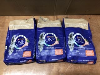 3 X PURINA ONE ADULT CAT FOOD 6KG BAGS VARIOUS DATES INC 02/26 RRP £108.27