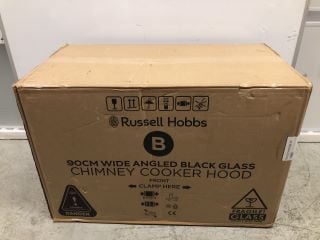 RUSSELL HOBBS 90CM WIDE ANGLED BLACK CHIMNEY COOKER HOOD MODEL: RHGCH902B-M