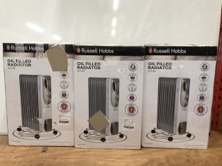 3 X RUSSELL HOBBS 9 FIN OIL FILLED RADIATORS