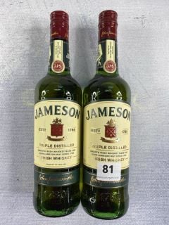 2 X JAMESON TRIPLE DISTILLED IRISH WHISKEY 700ML 40% VOL RRP £50.00 18+ ID MAY BE REQUIRED UPON COLLECTION, E.G. A VALID PASSPORT