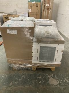 1X PALLET WITH TOTAL RRP VALUE OF £1775 TO INCLUDE 1X LOGIK ELECTRIC COOKERS MODEL NO LFTC60B24, 1X HISENSE HEAT PUMP TSL MODEL NO DH5S102BW, 1X HOOVER WASHING MACHINES MODEL NO H3WO4105T ARR4-80, 1X