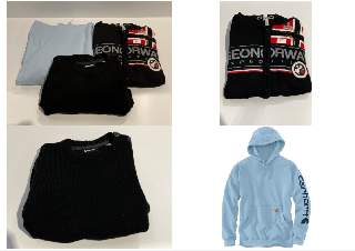 3 X SWEATSHIRTS VARIOUS BRANDS AND SIZES INCLUDING BLUE CARHARTT SWEATSHIRT SIZE M- LOCATION 7A.