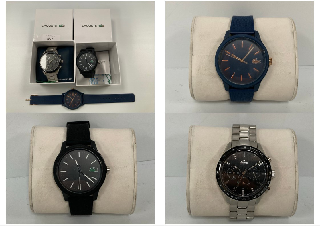 3 X LACOSTE WATCHES VARIOUS MODELS INCLUDING MODEL LC.1.27.3025 (BLACK GRATED WATCH AND BLUE WATCH WITH LOOSE STRAP).