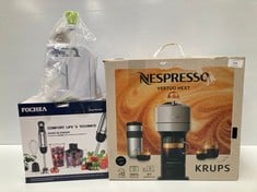 3 X KITCHEN ITEMS INCLUDING NESPRESSO COFFEE MACHINE MATT BLACK (NOT WORKING, FOR PARTS)  - LOCATION 42C.