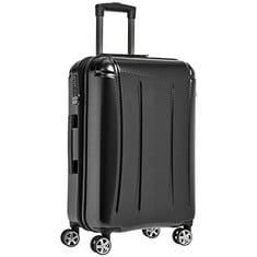 BASICS MEDIUM SUITCASE WITH 4 SWIVEL WHEELS, RIGID, OXFORD, TSA LOCK, 71 CM, BLACK - LOCATION 52C.