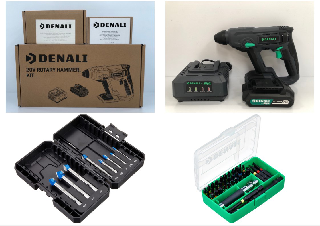 3 X DENALI ITEMS INCLUDING 20V ROTARY HAMMER WITH BATTERY AND CHARGER - 45A LOCATION.