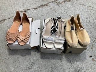 3 X PAIRS OF ASSORTED SHOES TO INCLUDE WOMENS ESPADRILLES IN BEIGE SIZE: 5.5: LOCATION - BR8