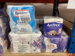 QTY OF ASSORTED HOUSEHOLD ROLLS TO INCLUDE ANDREX PACK OF 4 TOILET PAPERS: LOCATION - BR13