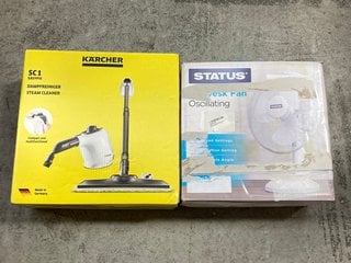 KARCHER SC 1 EASYFIX STEAM CLEANER TO INCLUDE STATUS 12 INCH DESK FAN IN WHITE: LOCATION - BR13