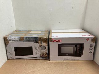 SWAN 20L MANUAL MICROWAVE IN BLACK TO INCLUDE DAEWOO 800W 20L MICROWAVE IN WHITE: LOCATION - BR16