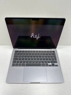 APPLE MACBOOK AIR (13-INCH, M3, 2024) 256GB LAPTOP (ORIGINAL RRP - £1099) IN SPACE GREY: MODEL NO A3113. APPLE M3 CHIP WITH 8-CORE CPU, 8-CORE GPU, 16-CORE NEURAL ENGINE, 8GB RAM, 13.6" SCREEN [JPTM1