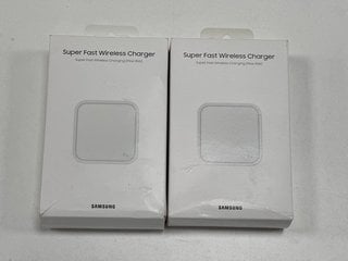 2 X SAMSUNG SUPER FAST WIRELESS CHARGERS IN WHITE: MODEL NO EP-P2400 (WITH BOX & ALL ACCESSORIES) [JPTM127096] THIS PRODUCT IS FULLY FUNCTIONAL AND IS PART OF OUR PREMIUM TECH AND ELECTRONICS RANGE