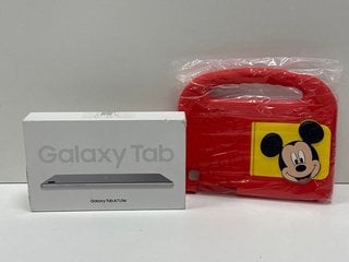 SAMSUNG GALAXY TAB A7 LITE 32 GB TABLET WITH WIFI IN SILVER: MODEL NO SM-T220 (WITH BOX & ALL ACCESSORIES, SMALL SCRATCH ON THE BACK OF THE TABLET. TO INCLUDE A CHILDREN'S RED DISNEY MICKEY MOUSE CAS