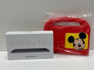 SAMSUNG GALAXY TAB A7 LITE 32 GB TABLET WITH WIFI IN GREY: MODEL NO SM-T220 (WITH BOX & ALL ACCESSORIES, SMALL SCRATCH ON THE BACK OF THE TABLET. TO INCLUDE A CHILDREN'S RED DISNEY MICKEY MOUSE CASE)