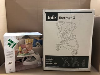 MAMAS AND PAPAS BABY SNUG 2 STAGE FLOOR SUPPORT SEAT WITH PLAY TRAY TO INCLUDE JOIE LITETRAX 3 BABY STROLLER: LOCATION - A9