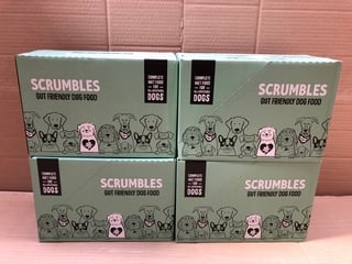 4 X BOXES OF SCRUMBLES CHICKEN WET DOG FOOD PACKS BB: 03/26: LOCATION - A14