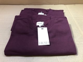 2 X HUSH QUADEN CLEAN OVERSIZED SWEATSHIRTS IN WINE SIZE: M - RRP - £130: LOCATION - A15