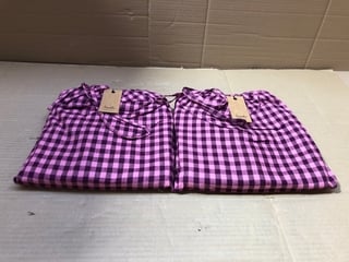 2 X HUSH LUELLA COTTON VISCOSE GINGHAM PJ SETS IN CHECKED PINK SIZE: S - RRP - £150: LOCATION - A15