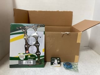 BOX OF ASSORTED VEHICLE ITEMS TO INCLUDE BGA GASKET , CAMBER TRACK ROD END: LOCATION - A16