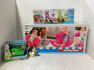 3 X ASSORTED CHILDRENS ITEMS TO INCLUDE PILSAN MY FIRST CAR WITH SHAPE SORTER IN PINK: LOCATION - A16