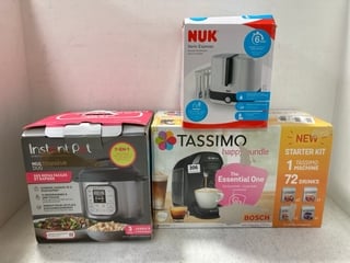 3 X ASSORTED ITEMS TO INCLUDE BOSCH TASSIMO THE ESSENTIAL ONE COFFEE MACHINE: LOCATION - A17