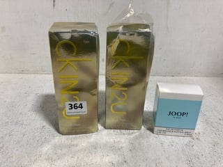 2 X CALVIN KLEIN IN2U 150ML PERFUMES TO INCLUDE JOOP LE BAIN NATURAL SPRAY - 40ML: LOCATION - B18