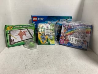 5 X ASSORTED CHILDRENS TOYS TO INCLUDE CRAYOLA LIGHT UP TRACING PAD , AQUA GELZ COLOSSAL ACTIVITY SET: LOCATION - B18