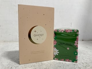 MARC JACOBS DAISY WILD 50ML PERFUME (SEALED) TO INCLUDE GHOST THE CLASSIC DO THE FRAGRANCE AND SWEET HEART PERFUME SET: LOCATION - B17