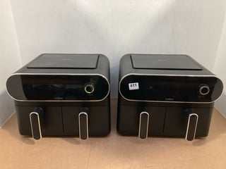 2 X TOWER DUAL BASKET AIR FRYERS IN BLACK: LOCATION - B15