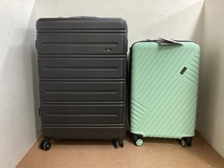 2 X ASSORTED SIZE ROCK HARDSHELL LUGGAGE SUITCASES IN LIGHT BLUE AND BLACK: LOCATION - B15