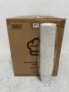 2 X ASSORTED BOXES OF ASSORTED ITEMS TO INCLUDE CHEF PAC 12 OZ WHITE SINGLE WALLED PLAIN CUPS: LOCATION - B6