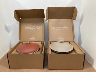 2 X OUR PLACE PERFECT POTS WITH LID AND BEECHWOOD SPOONS - RRP - £550: LOCATION - B4